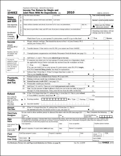 Free 1040ez 2010 From Formville