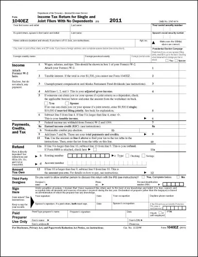 Free fillable 1040ez form