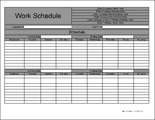 Free Personalized Biweekly Work Schedule From Formville