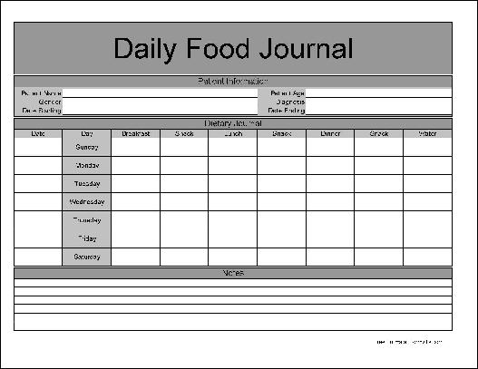 Free Daily Diet Diary