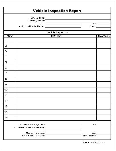 Free Vehicle Inspection Form Template from www.formville.com