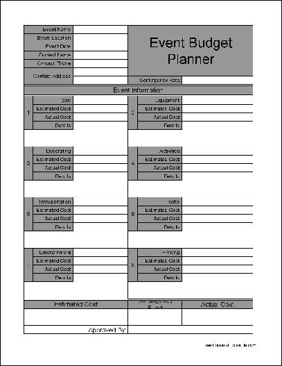 Event Planning Budget Template from www.formville.com
