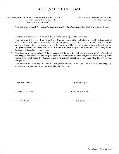 lease assignment commercial form