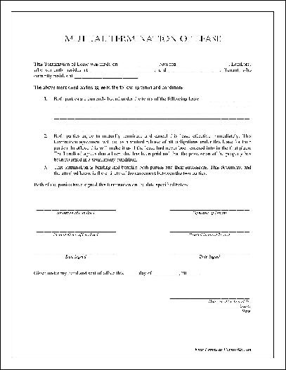 Free lease termination agreement