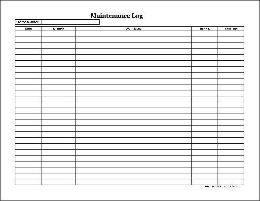 Vehicle Maintenance Log Template Excel from www.formville.com