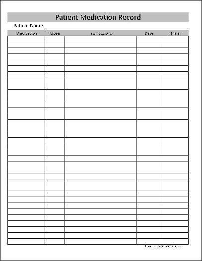 blank medication administration record sheet form