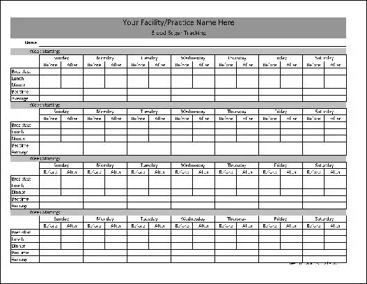 Daily Blood Sugar Log Sheet Excel