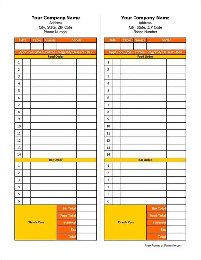 Restaurant Order Pad Template from www.formville.com