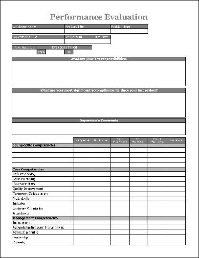 Free self evaluation template