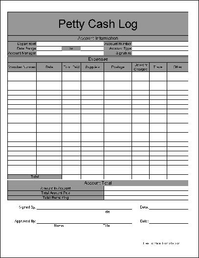 Free Petty Cash Template Forms