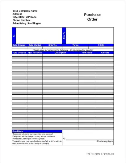Free Pdf Purchase Order Form