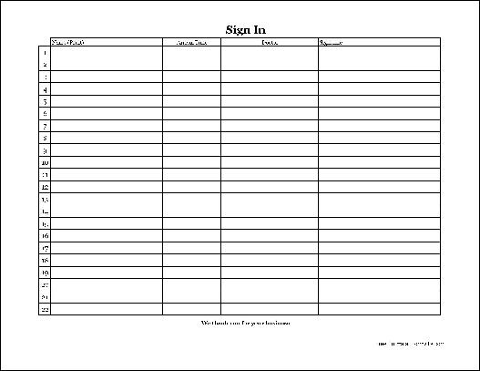 Free patient sign in sheet templates