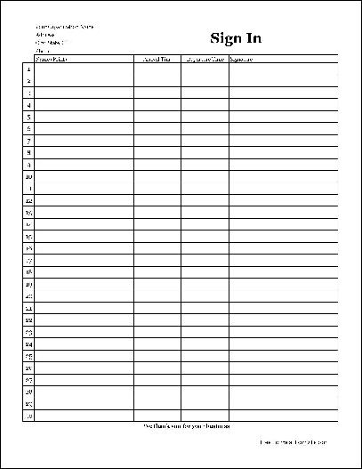 Sign In Sheet Download Free Format