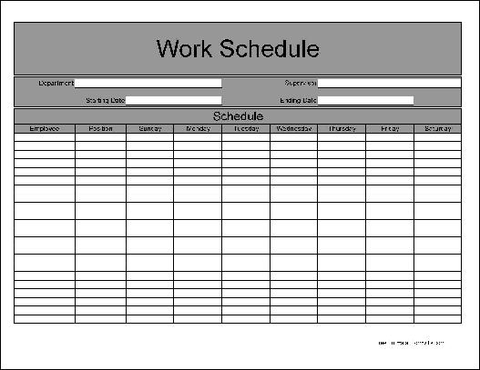 Weekly work schedule template pdf Weekly work schedule template pdf