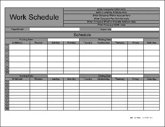 Free Personalized Numbered Row Biweekly Work Schedule from Formville