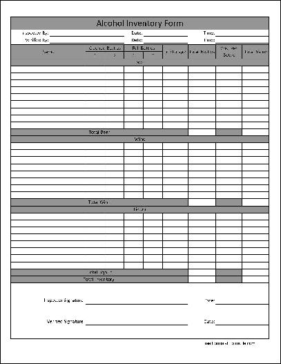 Free Detailed Alcohol Inventory from Formville