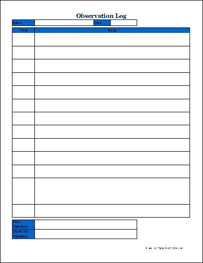 Free Simple Observation Log (Tall) from Formville