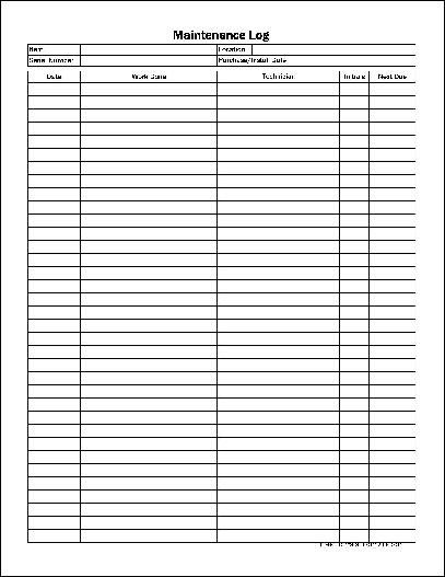 Free Easy-Copy Detailed Maintenance Log (Long) from Formville