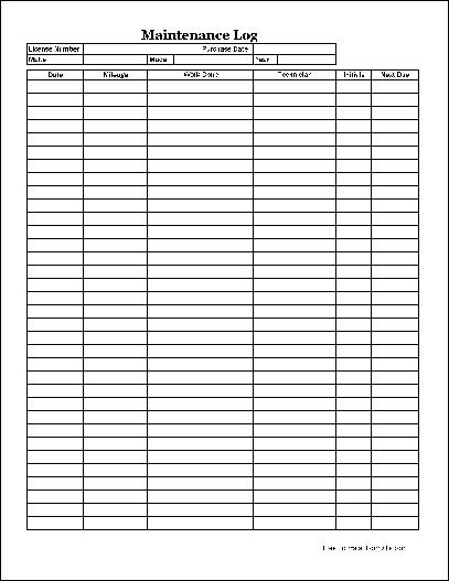 Free Easy-Copy Basic Automotive Maintenance Log (Long) from Formville