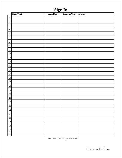 Free Easy-Copy Basic Sign In Sheet with Signatures (Tall) from Formville