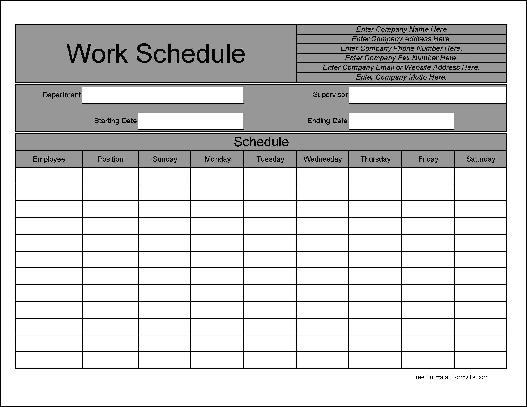 Free Personalized Wide Row Weekly Work Schedule from Formville